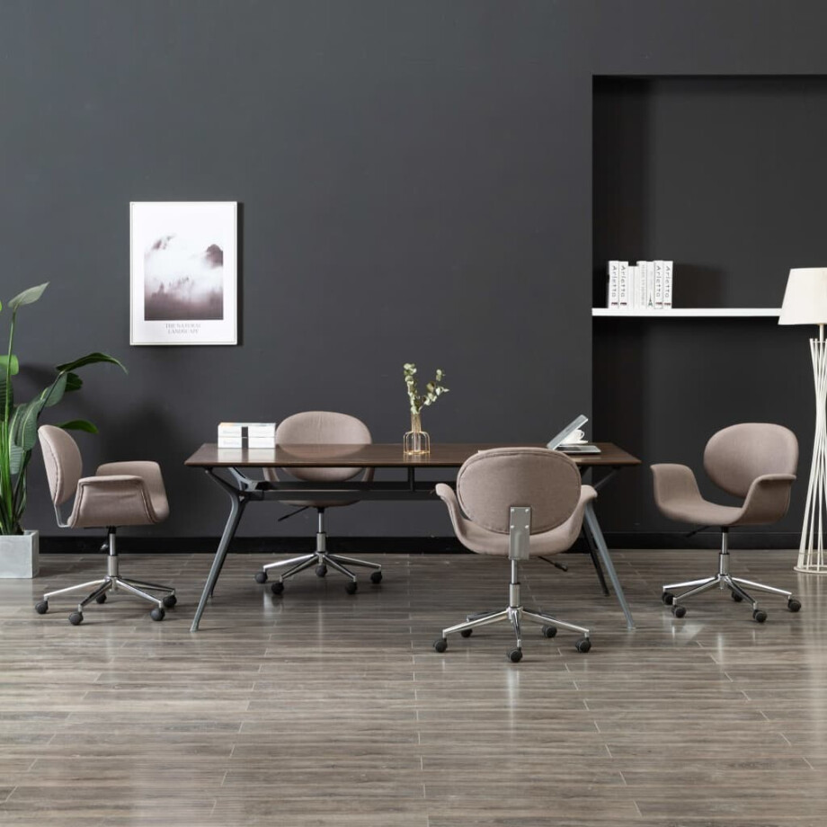 vidaXL Eetkamerstoelen 4 st draaibaar stof taupe afbeelding 1