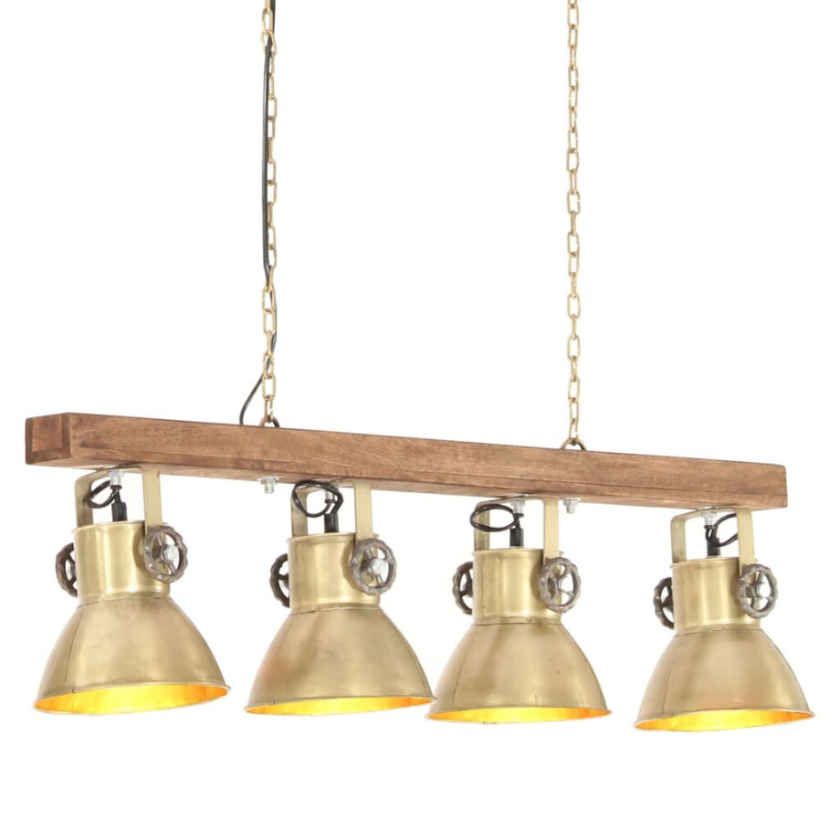 vidaXL Plafondlamp industrieel E27 mangohout messingkleurig vidaXL Plafondlamp industrieel E27 mangohout messingkleurig afbeelding 1