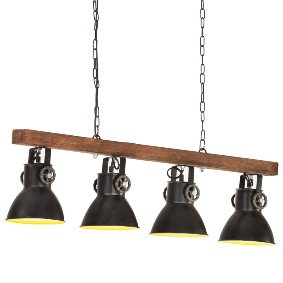 vidaXL Plafondlamp industrieel E27 mangohout zwart vidaXL Plafondlamp industrieel E27 mangohout zwart afbeelding 1