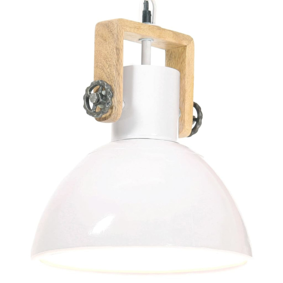 vidaXL Hanglamp industrieel rond 25 W E27 30 cm wit afbeelding 1