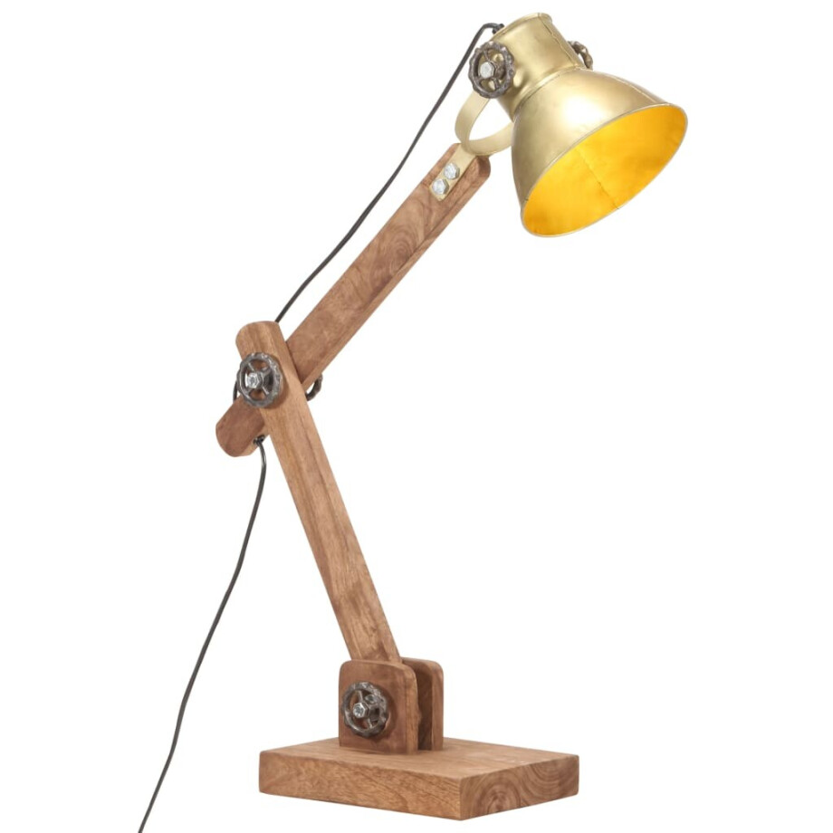 vidaXL Bureaulamp industrieel rond E27 58x18x90 cm messingkleurig vidaXL Bureaulamp industrieel rond E27 58x18x90 cm messingkleurig afbeelding 1