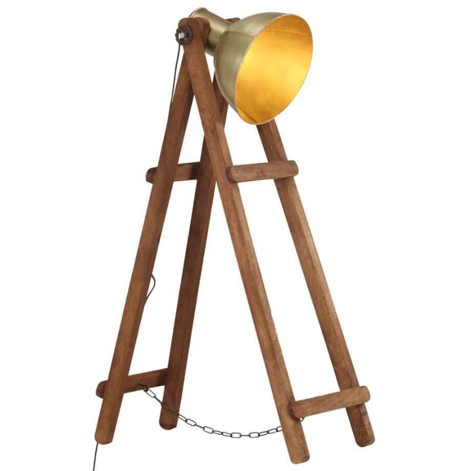 vidaXL Vloerlamp E27 massief mangohout messingkleurig vidaXL Vloerlamp E27 massief mangohout messingkleurig afbeelding 1