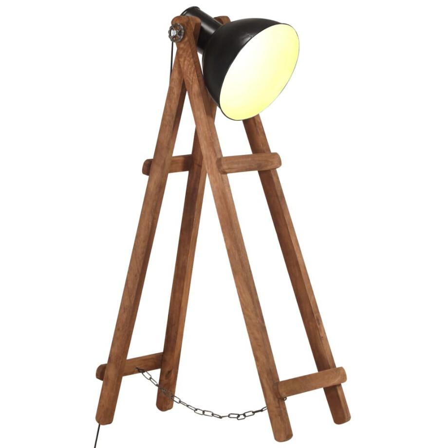vidaXL Vloerlamp E27 massief mangohout zwart vidaXL Vloerlamp E27 massief mangohout zwart afbeelding 1