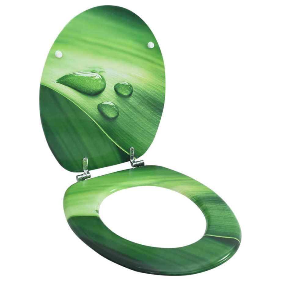 vidaXL Toiletbril met deksel waterdruppel MDF groen afbeelding 1