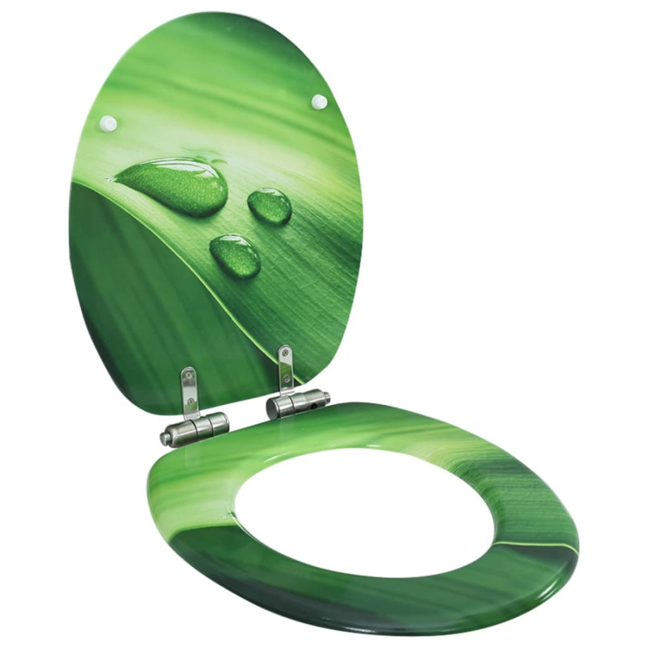 vidaXL Toiletbril met soft-close deksel waterdruppel MDF groen afbeelding 1