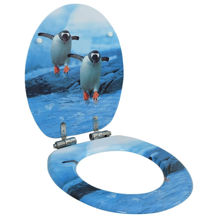 vidaXL Toiletbril met soft-close deksel pinguïn MDF afbeelding 1