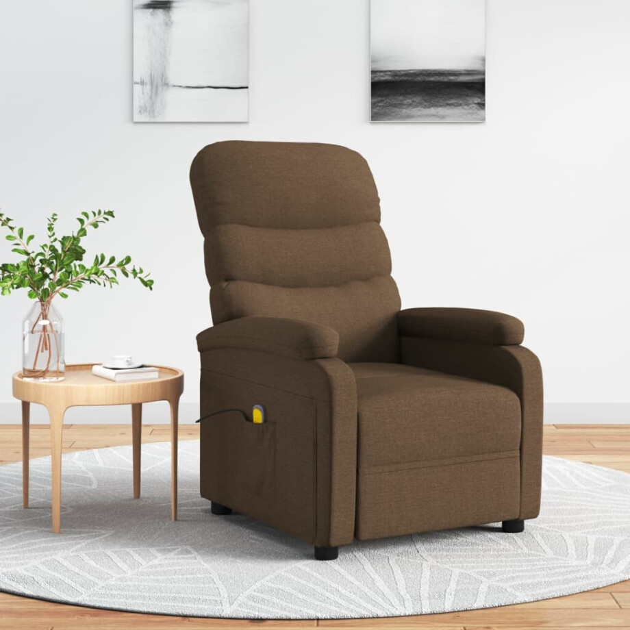 vidaXL Massagestoel stof bruin afbeelding 1