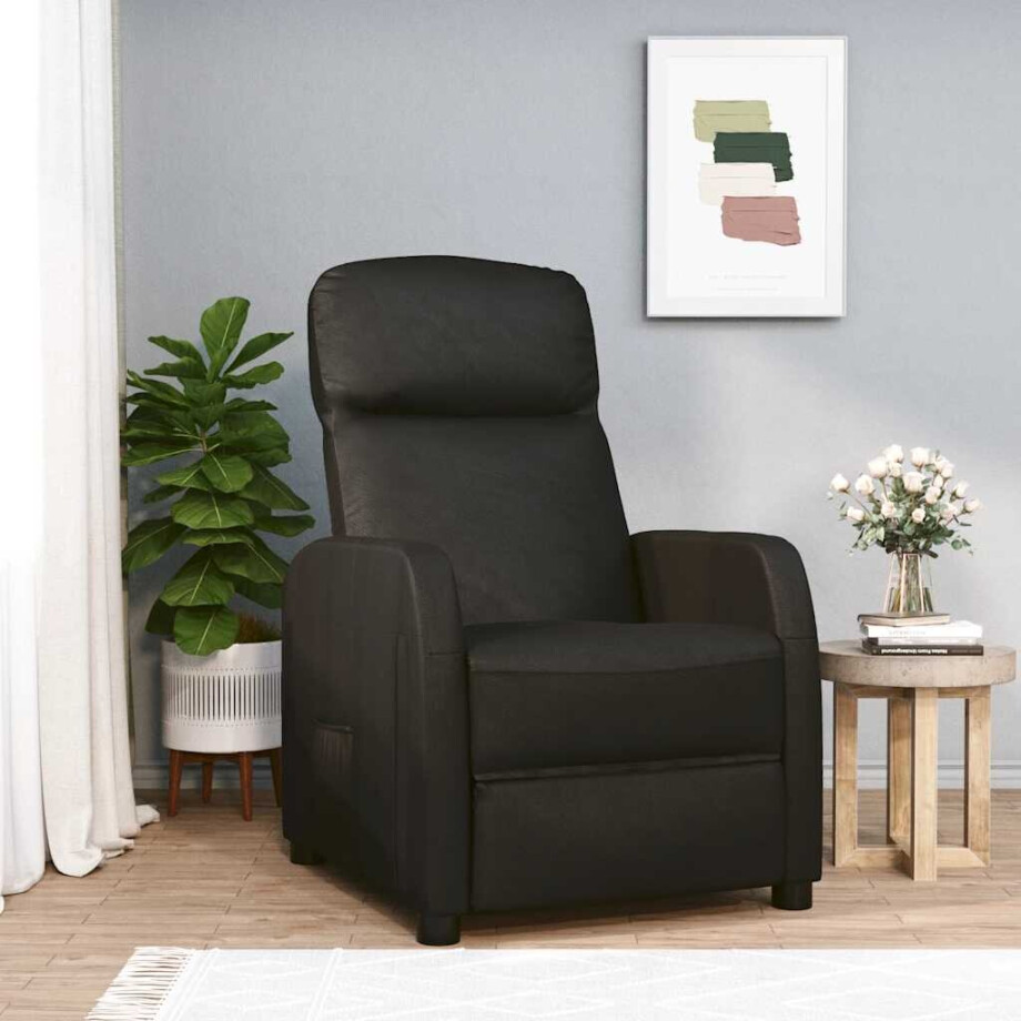 vidaXL Fauteuil verstelbaar kunstleer zwart afbeelding 1