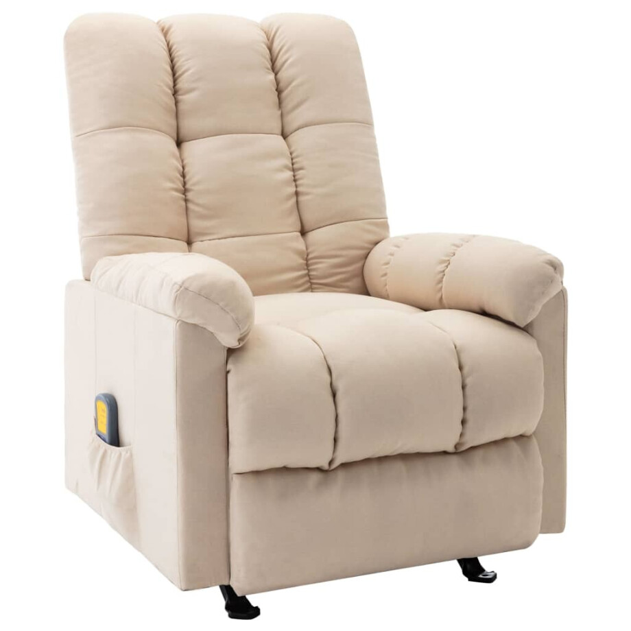 vidaXL Massagestoel verstelbaar stof crèmekleurig vidaXL Massagestoel verstelbaar stof crèmekleurig afbeelding 1