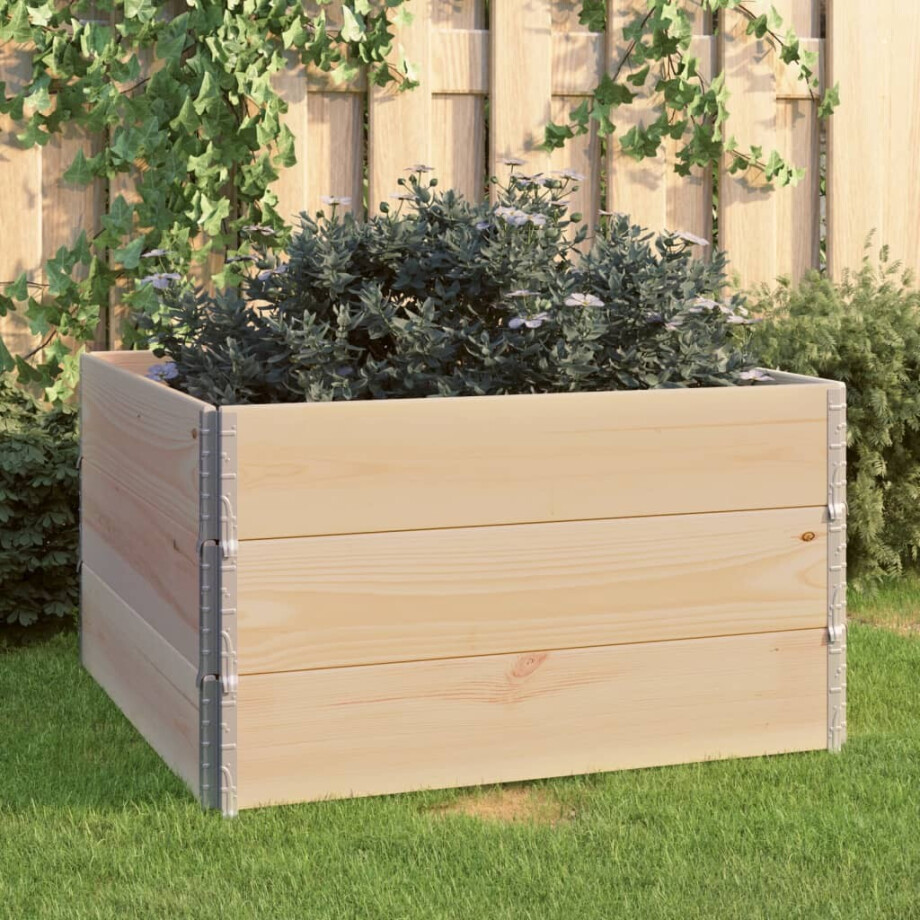 vidaXL 3 st Plantenbakken verhoogd 100x100 cm massief grenenhout afbeelding 1
