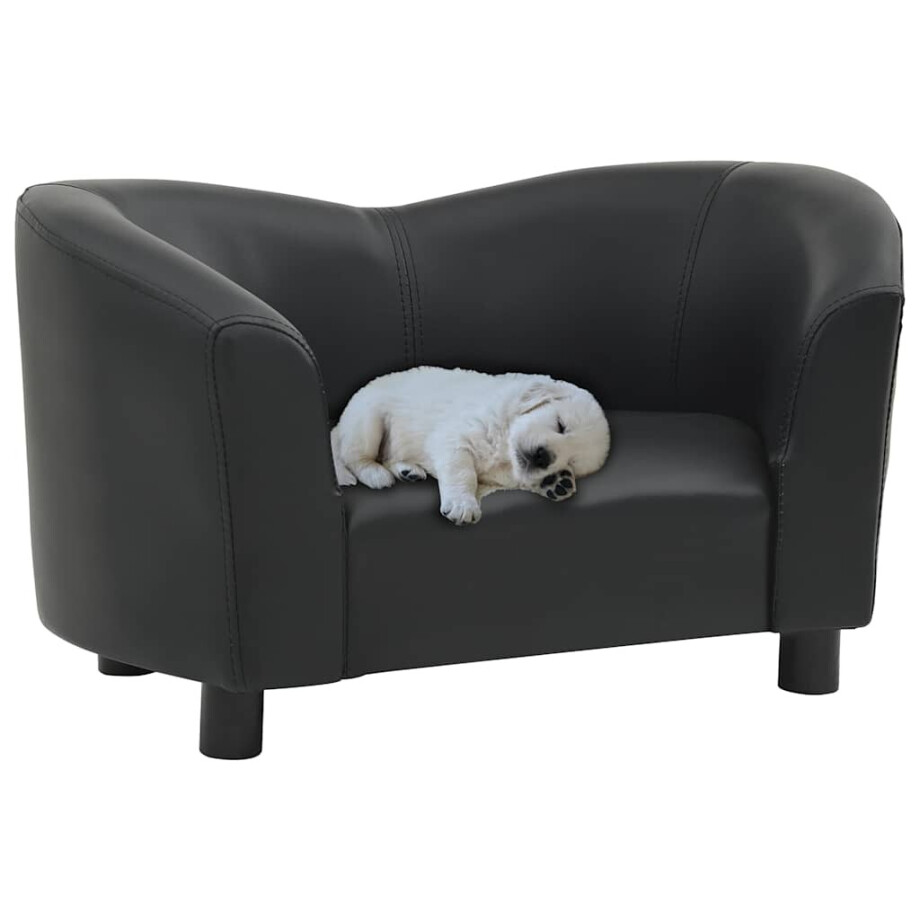 vidaXL Hondenbank 67x41x39 cm kunstleer zwart afbeelding 1