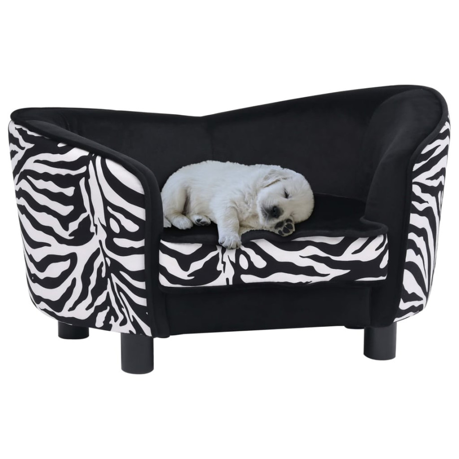 vidaXL Hondenbank 68x38x38 cm pluche zwart afbeelding 1