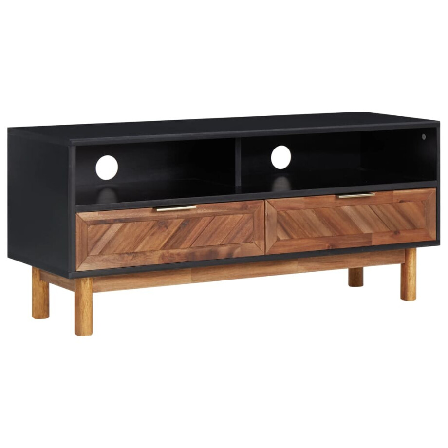 vidaXL Tv-meubel 100x35x45 cm massief acaciahout en MDF afbeelding 1