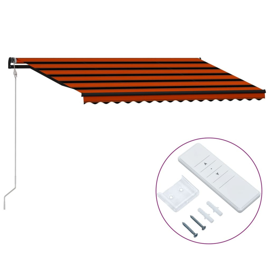 vidaXL Luifel automatisch uittrekbaar 450x300 cm oranje en bruin afbeelding 1