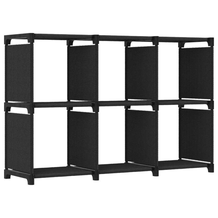 vidaXL Kast met 6 vakken 103x30x72,5 cm stof zwart afbeelding 1