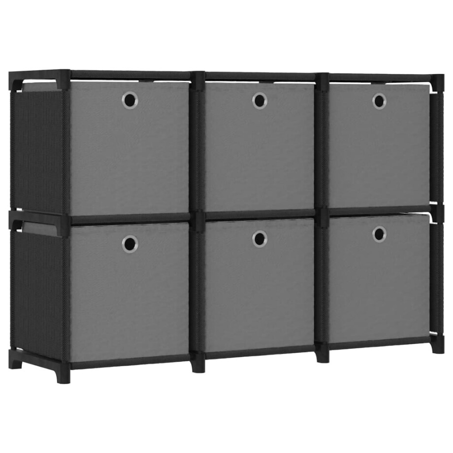 vidaXL Kast met 6 vakken met boxen 103x30x72,5 cm stof zwart vidaXL Kast met 6 vakken met boxen 103x30x72,5 cm stof zwart afbeelding 1
