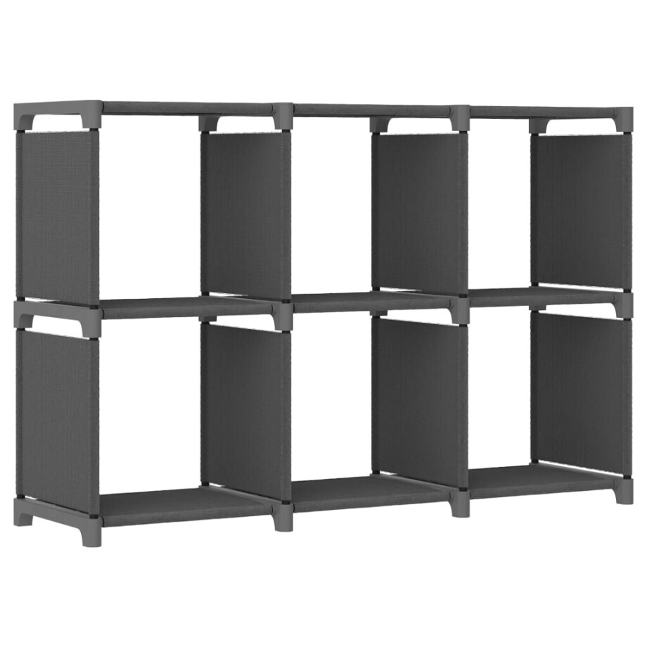 vidaXL Kast met 6 vakken 103x30x72,5 cm stof grijs afbeelding 1