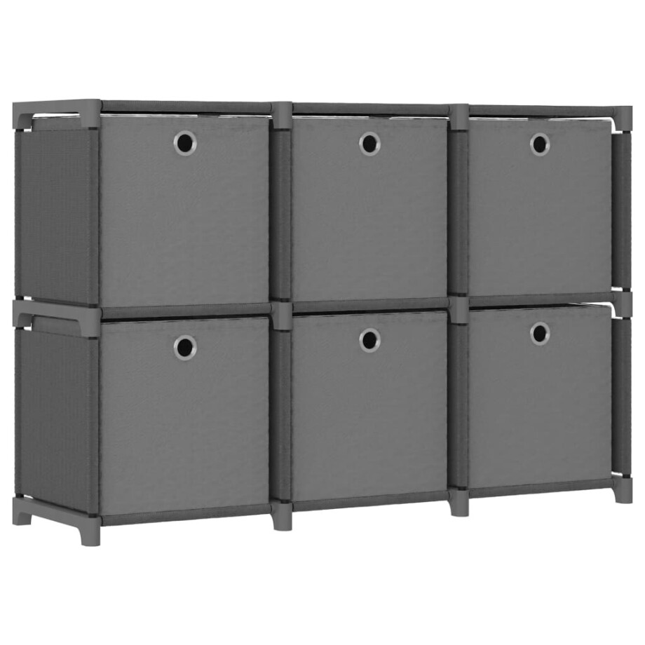 vidaXL Kast met 6 vakken met boxen 103x30x72,5 cm stof grijs afbeelding 1