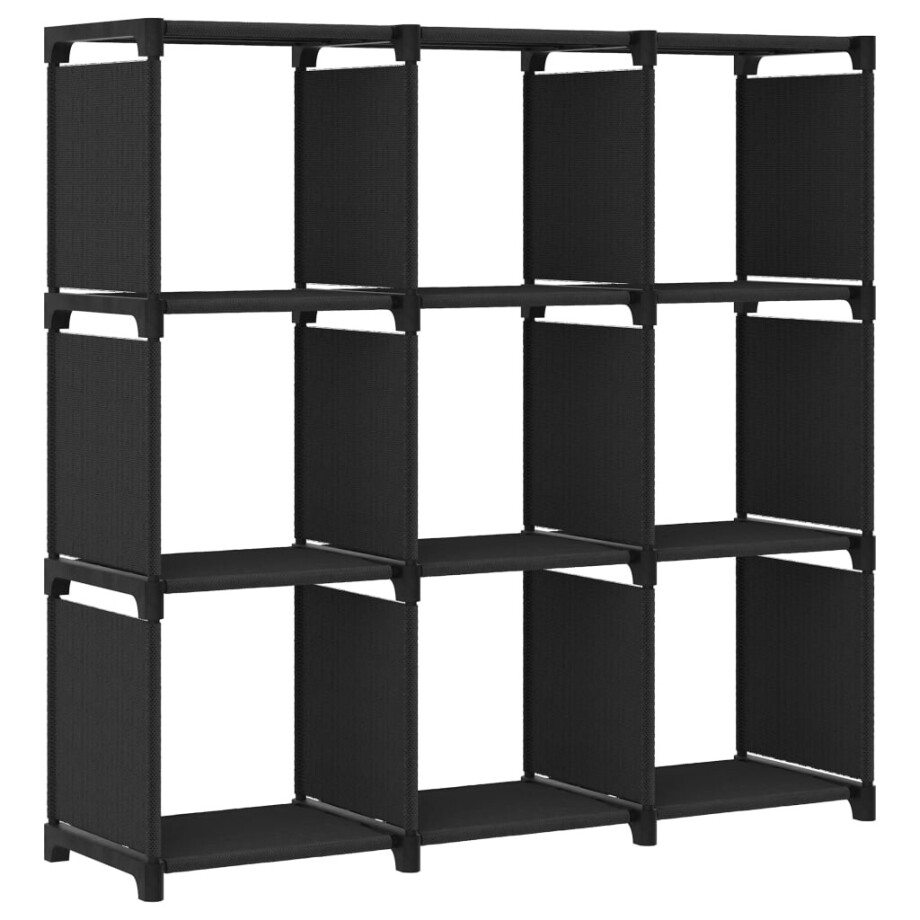 vidaXL Kast met 9 vakken 103x30x107,5 cm stof zwart vidaXL Kast met 9 vakken 103x30x107,5 cm stof zwart afbeelding 1