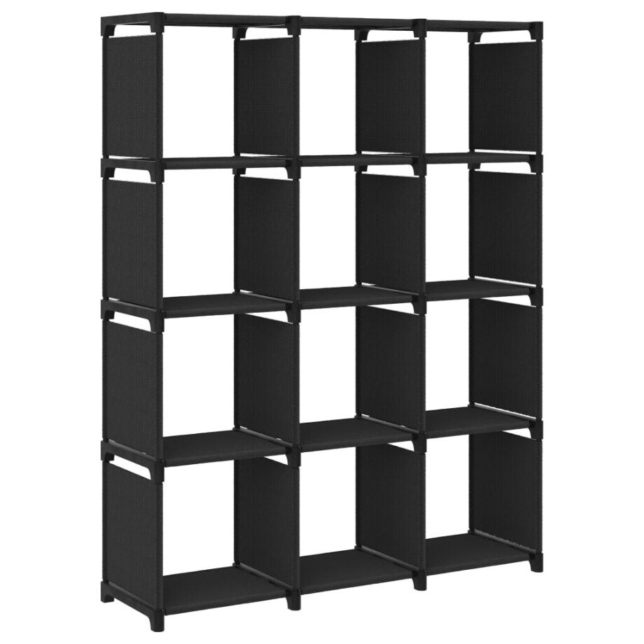 vidaXL Kast met 12 vakken 103x30x141 cm stof zwart afbeelding 1