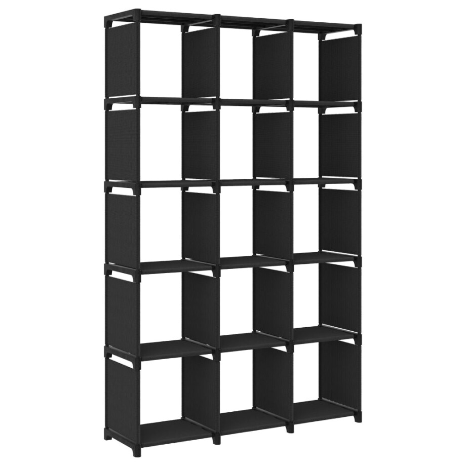 vidaXL Kast met 15 vakken 103x30x175,5 cm stof zwart afbeelding 1