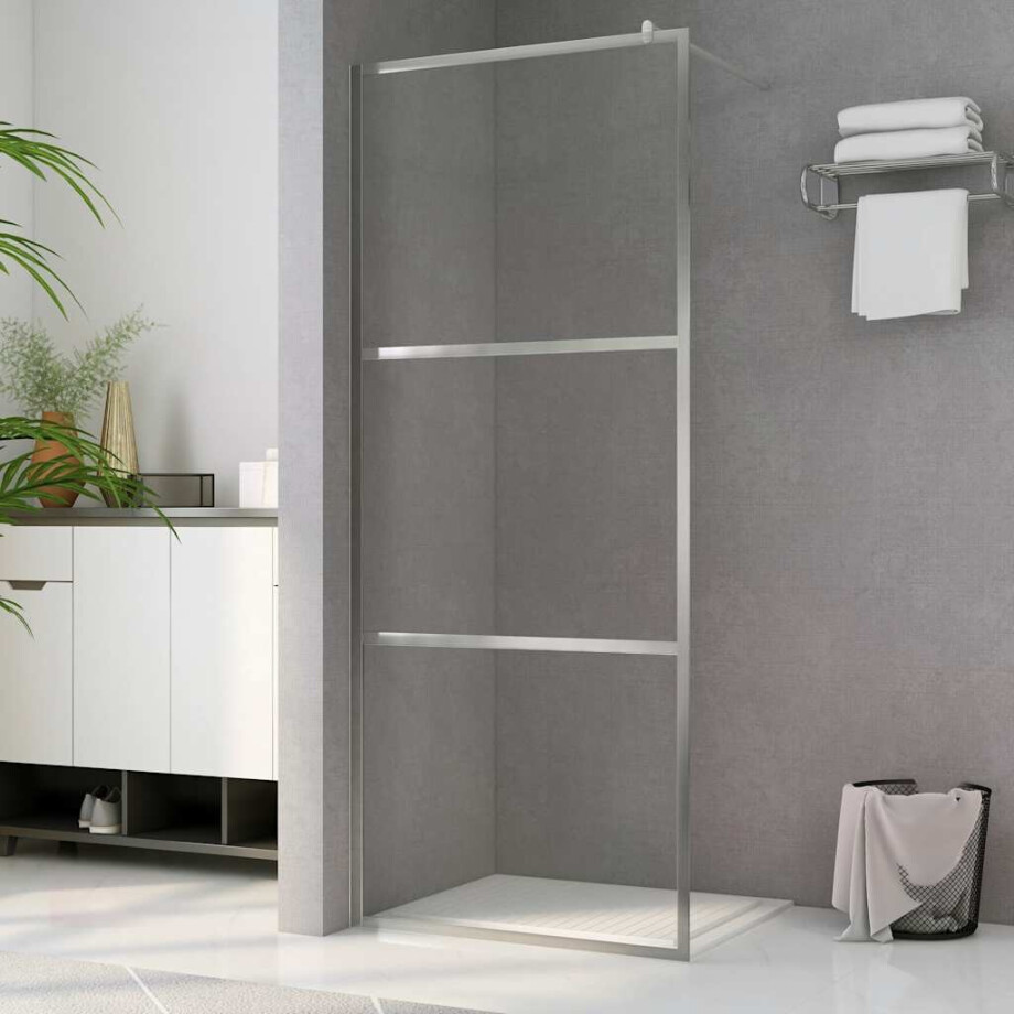 vidaXL Inloopdouchewand transparant 115x195 cm ESG-glas afbeelding 1