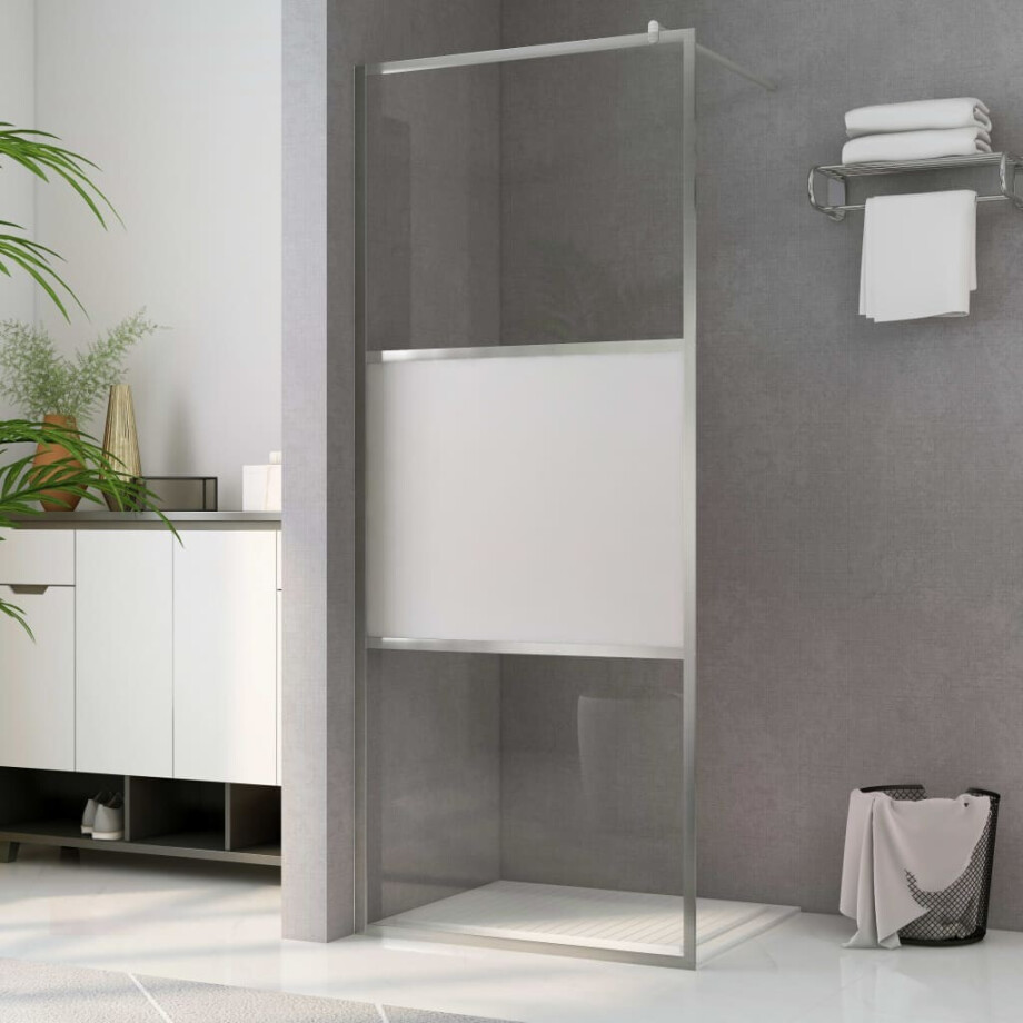 vidaXL Inloopdouchewand halfmat 80x195 cm ESG-glas afbeelding 1
