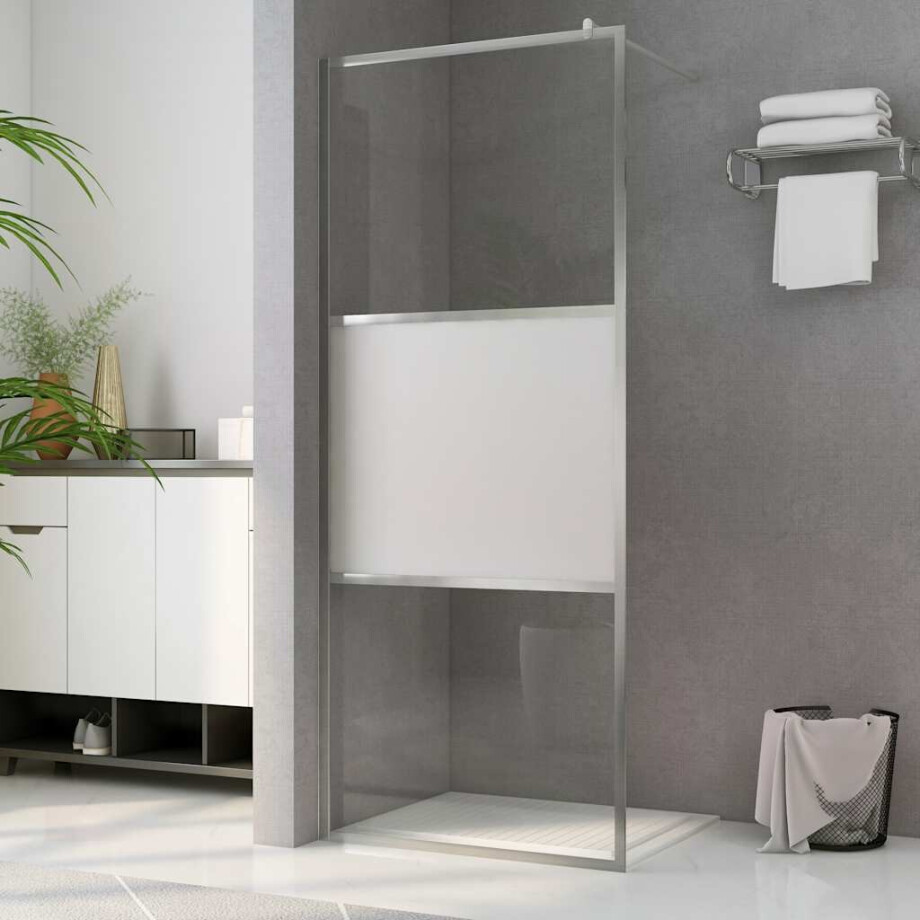 vidaXL Inloopdouchewand halfmat 115x195 cm ESG-glas afbeelding 1