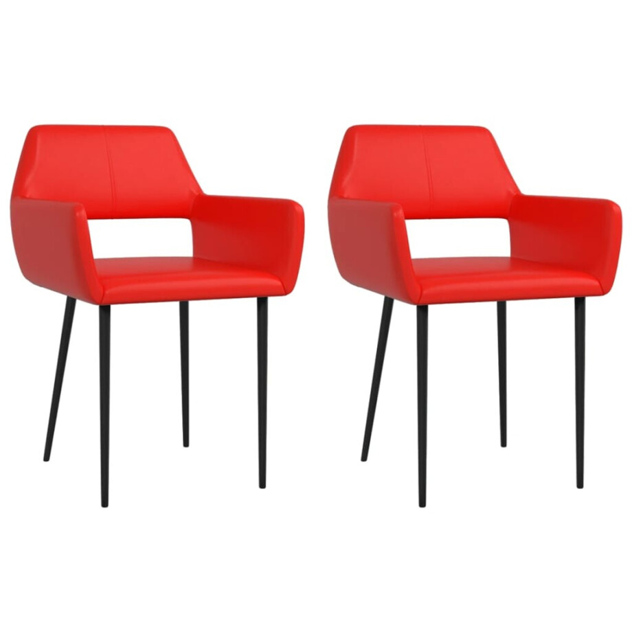 vidaXL Eetkamerstoelen 2 st kunstleer rood afbeelding 1