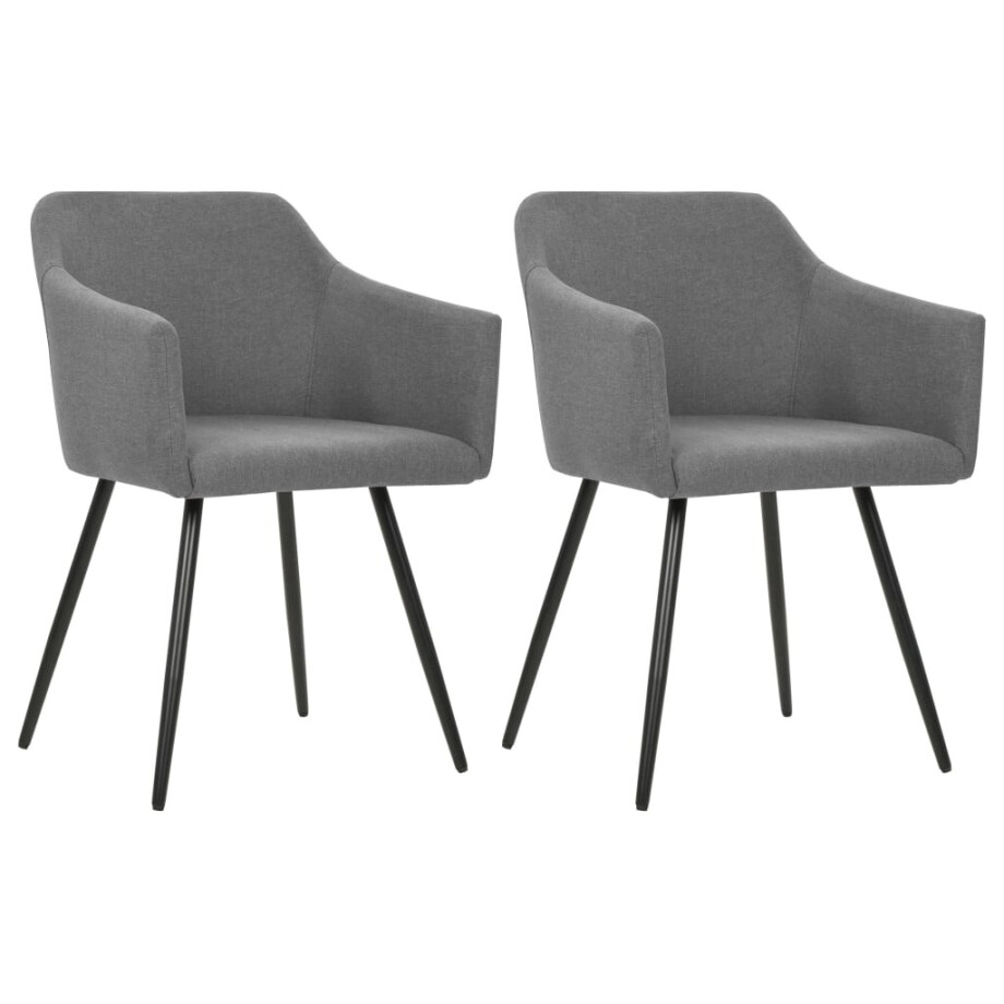vidaXL Eetkamerstoelen 2 st stof lichtgrijs afbeelding 1