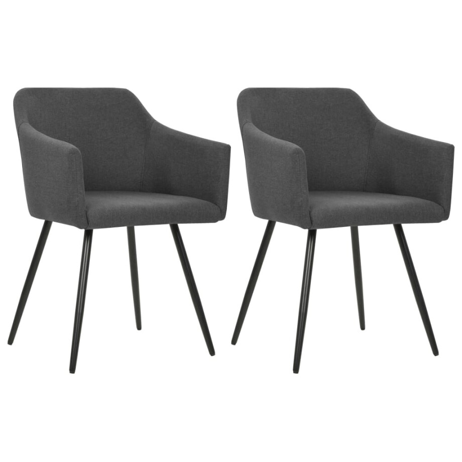vidaXL Eetkamerstoelen 2 st stof donkergrijs vidaXL Eetkamerstoelen 2 st stof donkergrijs afbeelding 1