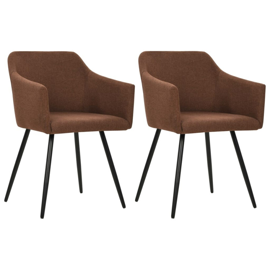 vidaXL Eetkamerstoelen 2 st stof bruin vidaXL Eetkamerstoelen 2 st stof bruin afbeelding 1