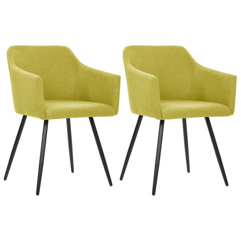 vidaXL Eetkamerstoelen 2 st stof groen vidaXL Eetkamerstoelen 2 st stof groen afbeelding 1