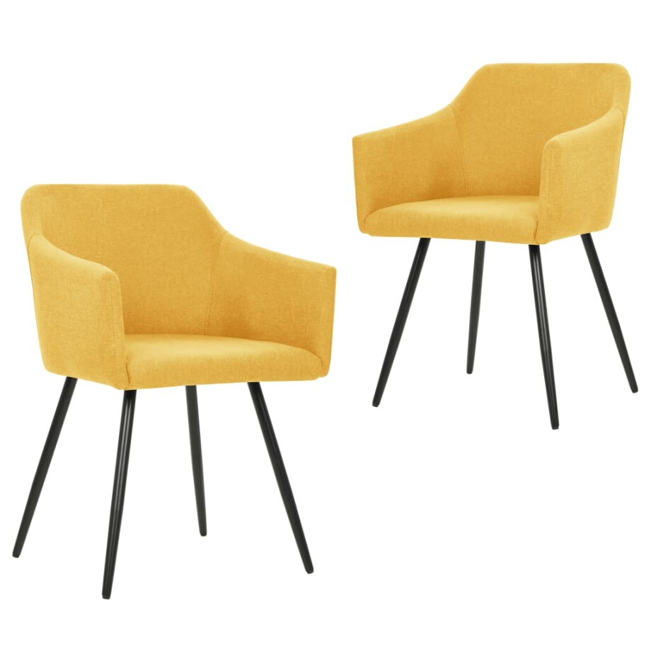 vidaXL Eetkamerstoelen 2 st stof geel vidaXL Eetkamerstoelen 2 st stof geel afbeelding 1