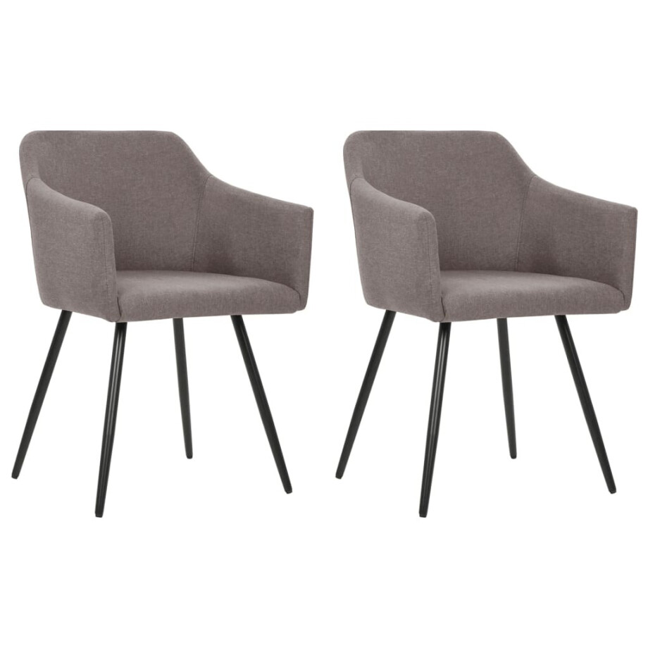 vidaXL Eetkamerstoelen draaibaar 2 st stof taupe afbeelding 1