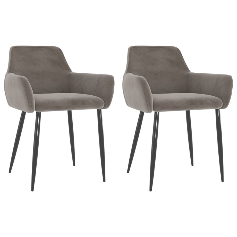 vidaXL Eetkamerstoelen 2 st fluweel lichtgrijs afbeelding 1
