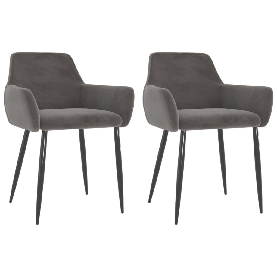 vidaXL Eetkamerstoelen 2 st fluweel donkergrijs afbeelding 1