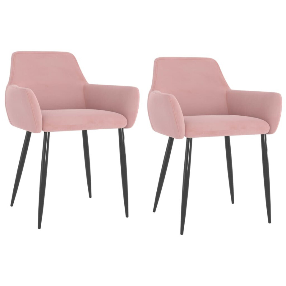 vidaXL Eetkamerstoelen 2 st fluweel roze vidaXL Eetkamerstoelen 2 st fluweel roze afbeelding 1