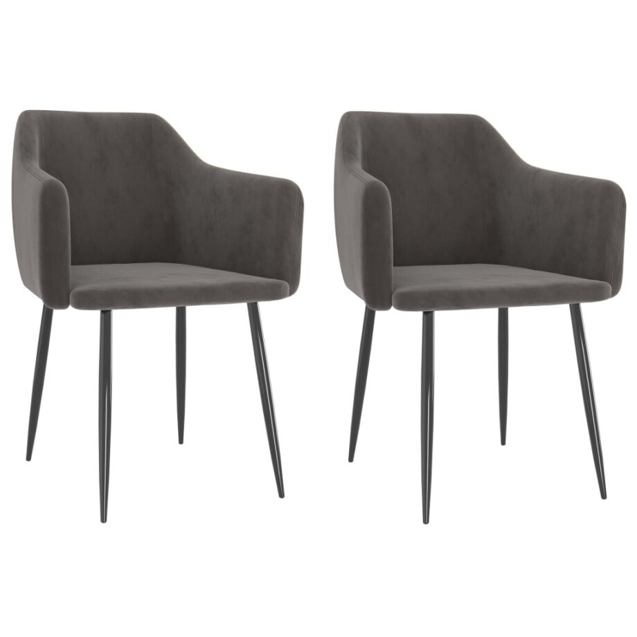 vidaXL Eetkamerstoelen 2 st fluweel donkergrijs afbeelding 1