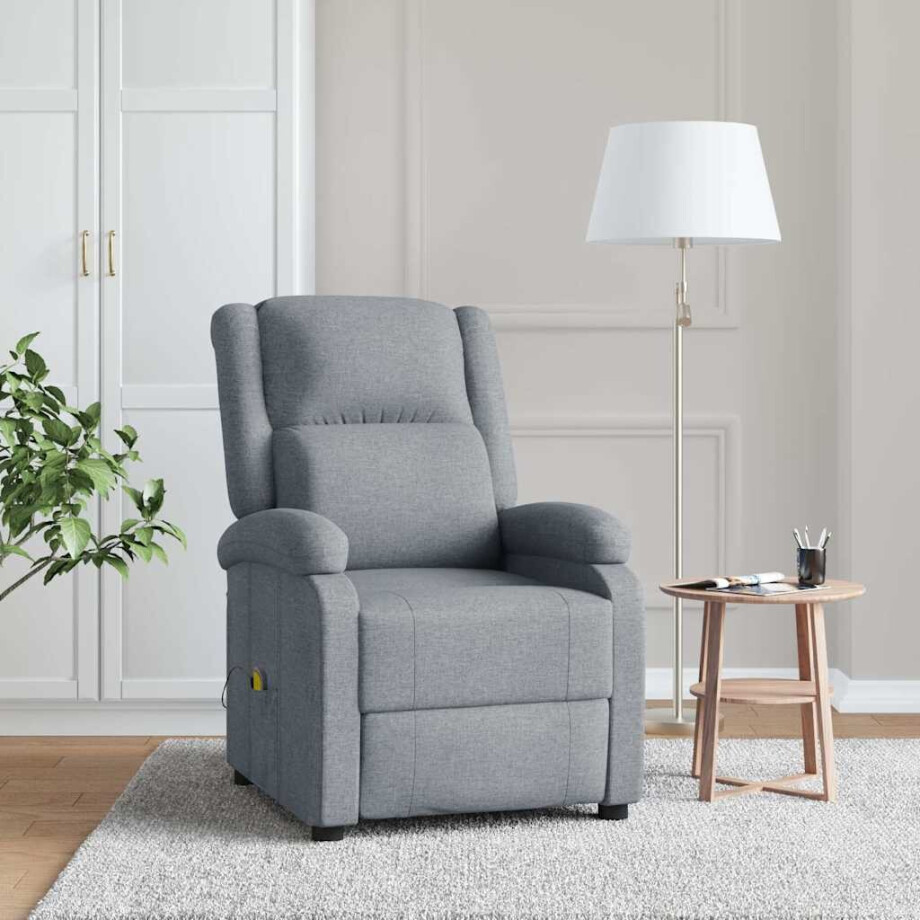 vidaXL Massagestoel stof lichtgrijs vidaXL Massagestoel stof lichtgrijs afbeelding 1
