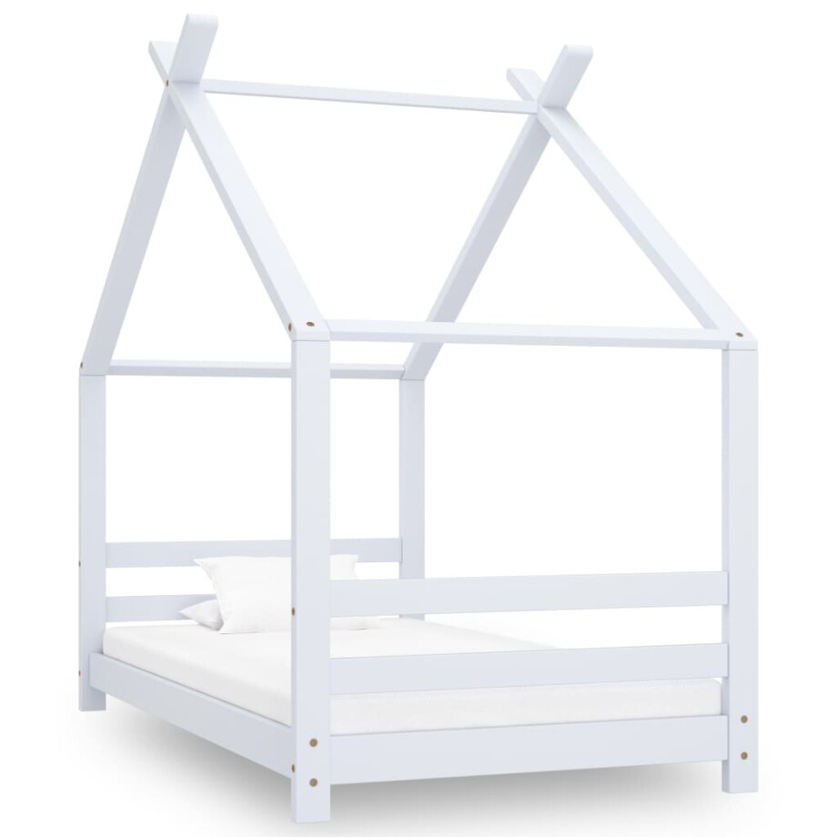 vidaXL Kinderbedframe massief grenenhout wit 80x160 cm vidaXL Kinderbedframe massief grenenhout wit 80x160 cm afbeelding 1
