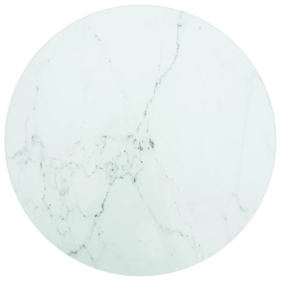 vidaXL Tafelblad Ø30x0,8 cm gehard glas met marmerontwerp wit afbeelding 1