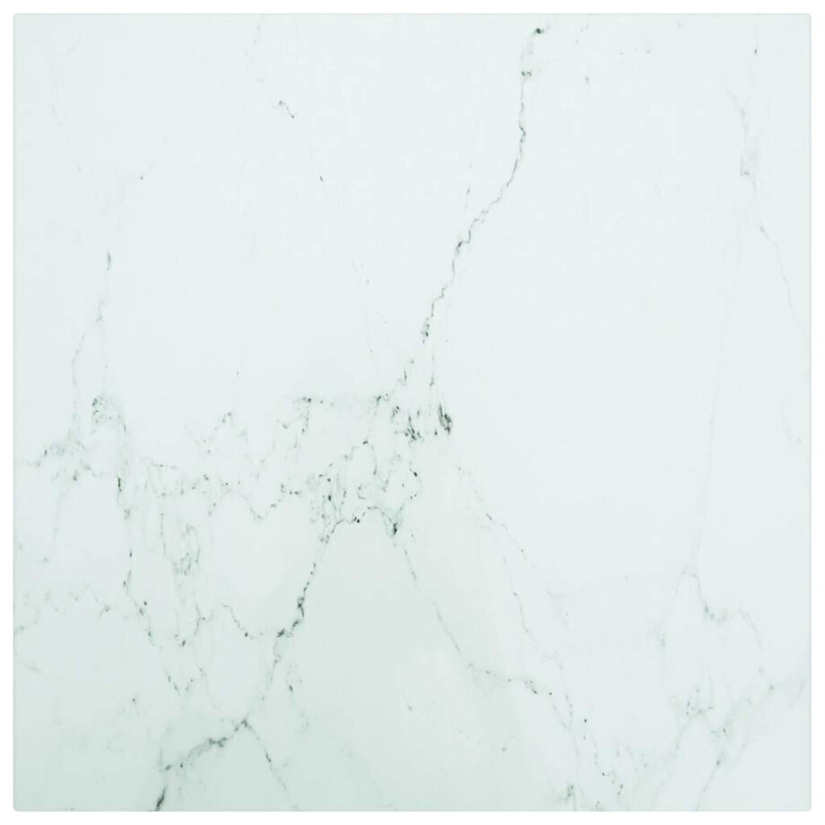 vidaXL Tafelblad 40x40 cm 6 mm gehard glas met marmeren design wit vidaXL Tafelblad 40x40 cm 6 mm gehard glas met marmeren design wit afbeelding 1