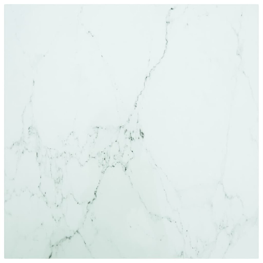 vidaXL Tafelblad marmerontwerp 6 mm 70x70 cm gehard glas wit afbeelding 1
