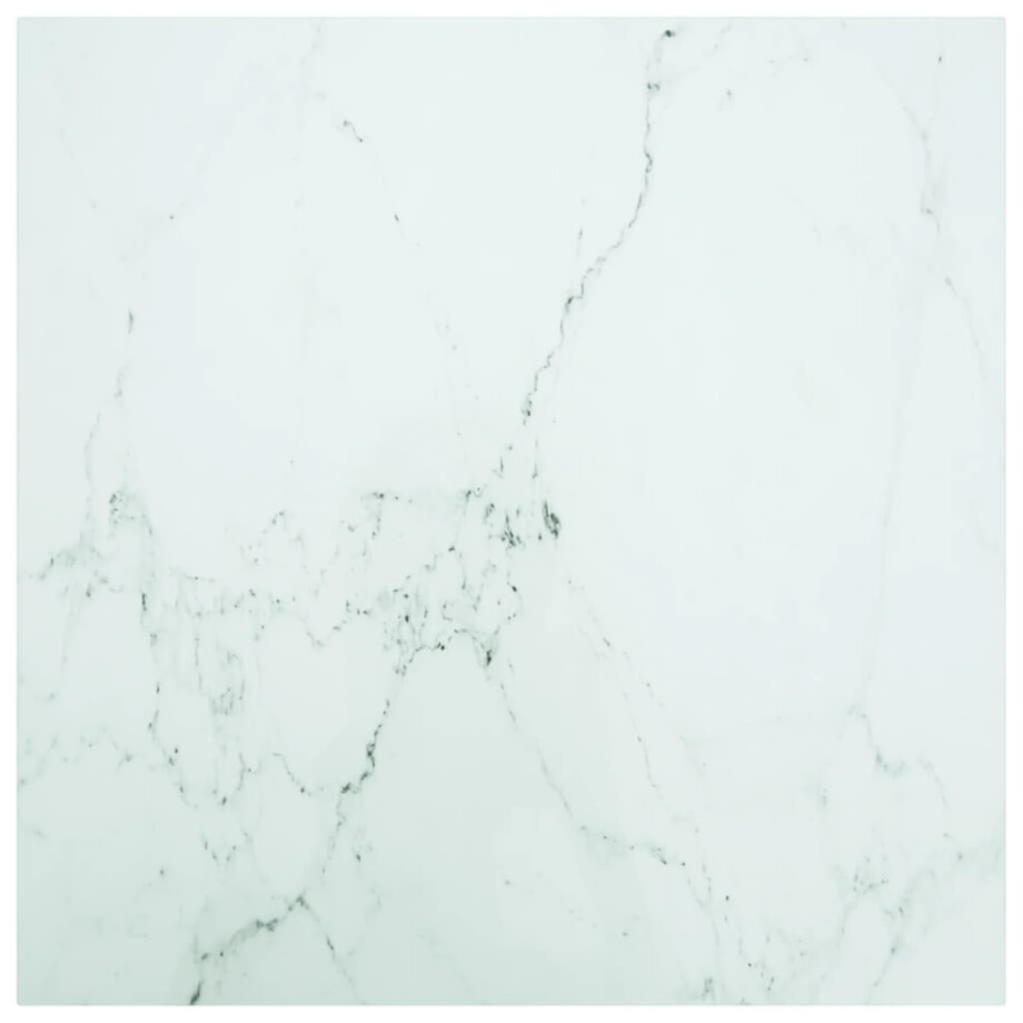 vidaXL Tafelblad 80x80 cm 6 mm gehard glas met marmeren design wit vidaXL Tafelblad 80x80 cm 6 mm gehard glas met marmeren design wit afbeelding 1