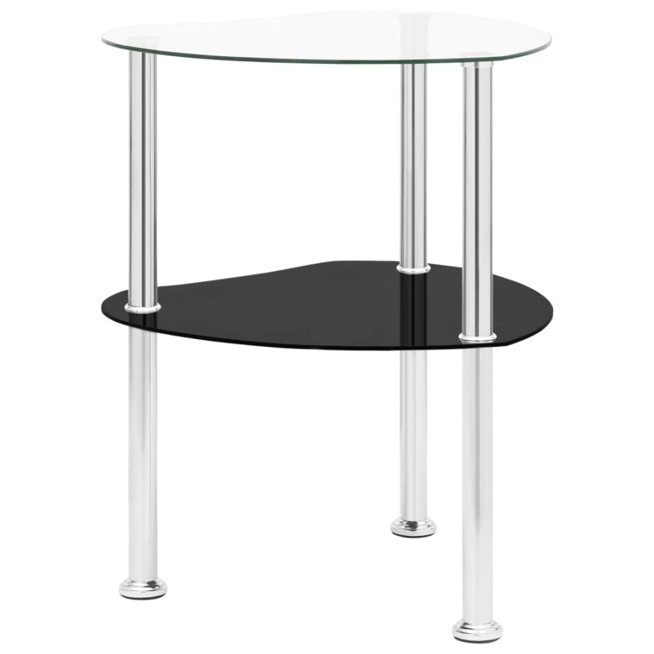 vidaXL Bijzettafel 2-laags 38x38x50 cm gehard glas transparant zwart afbeelding 1