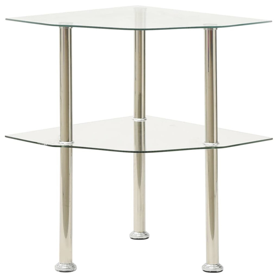 vidaXL Bijzettafel 2-laags 38x38x50 cm gehard glas transparant afbeelding 1