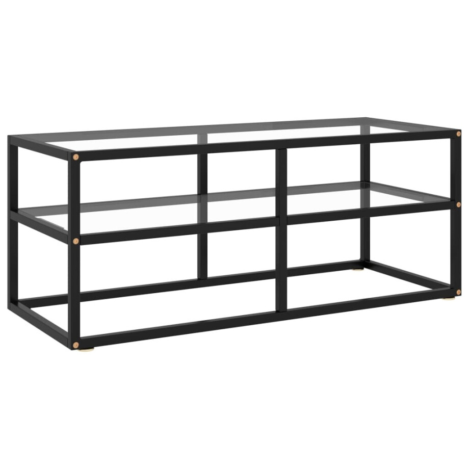 vidaXL Tv-meubel met gehard glas 100x40x40 cm zwart vidaXL Tv-meubel met gehard glas 100x40x40 cm zwart afbeelding 1
