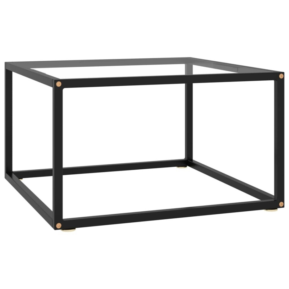 vidaXL Salontafel met gehard glas 60x60x35 cm zwart afbeelding 1