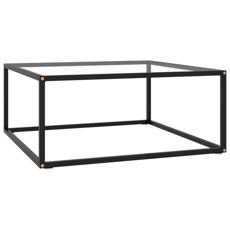 vidaXL Salontafel met gehard glas 80x80x35 cm zwart afbeelding 1